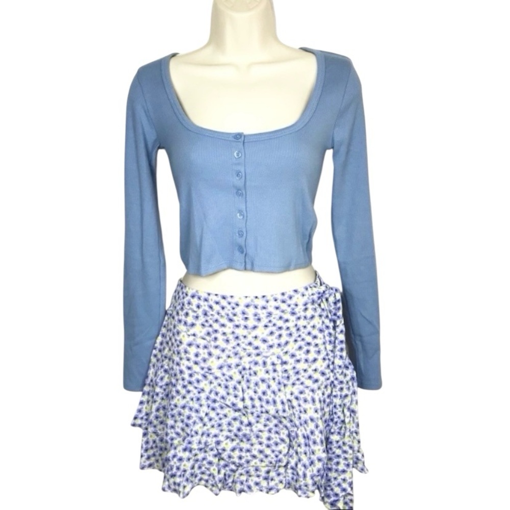 Forever 21 Matching Set Crop Top Mini Skirt Floral Y2K Outfit XS NWT
